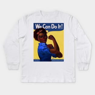 African American Rosie the Riveter We Can Do It Poster Kids Long Sleeve T-Shirt